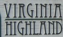 The street sign at Virginia and North Highland Avenues