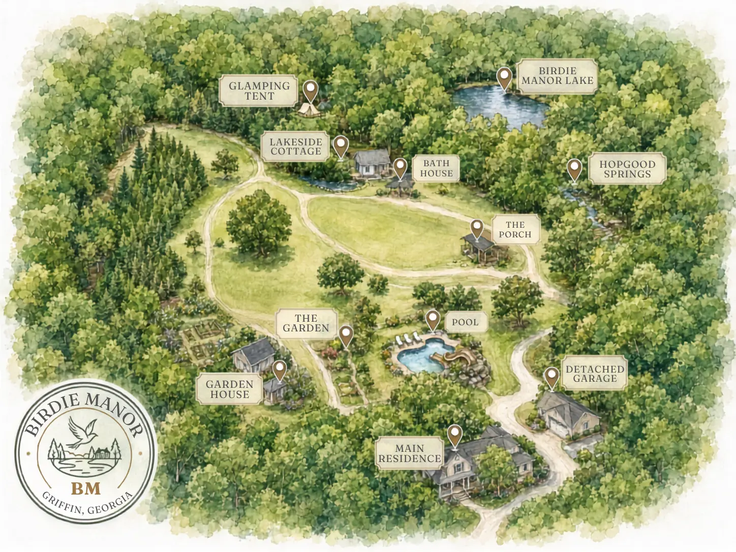 Illustrated site map of 961 Birdie Road