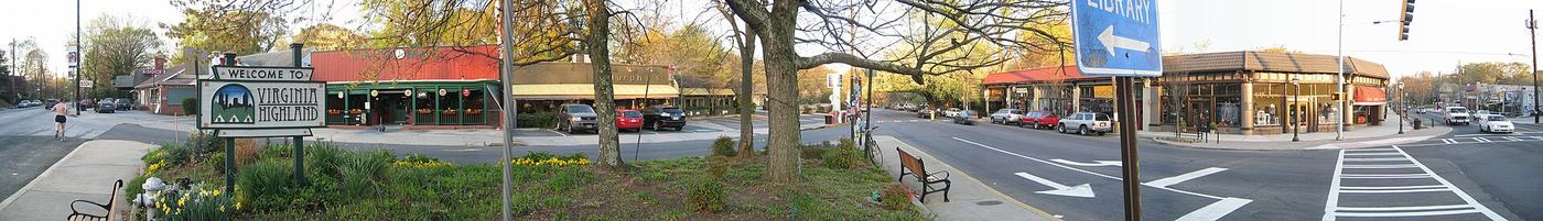 Looking down North Highland Avenue in the Virginia-Highland village